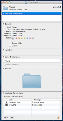 Screenshot of Trash permissions